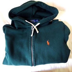 POLO Men's Green Full Zip Hooded Sweatshirt Small